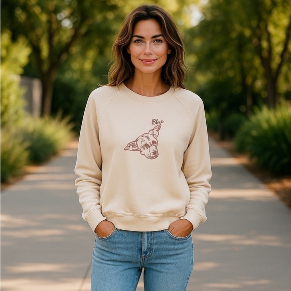 Staud X C. Bonz Cream “Blue” Embroidered Sweatshirt - Picture 1 of 6